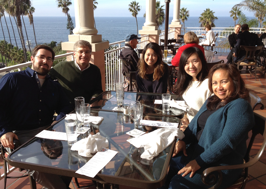 4 of 4, Hamilton Lab at a restaurant with an ocean view